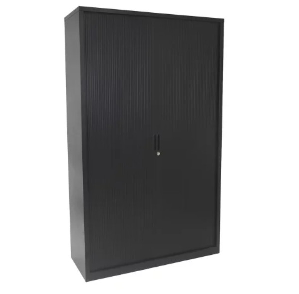 Armario de metal de 2 puertas corredizas embutida (Negro)